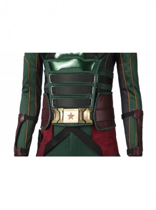 The Boys Season 3 Soldier Boy Halloween Cosplay Costume Dark Green Top Pants Dark Red Gloves Shoe Covers Exquisite Set