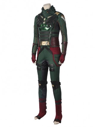 The Boys Season 3 Soldier Boy Halloween Cosplay Costume Dark Green Top Pants Dark Red Gloves Shoe Covers Exquisite Set