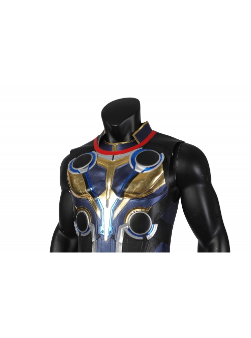 Thor Halloween Cosplay Costume Thor Blue Gold Patchwork Top Black Pants Red Cape Set