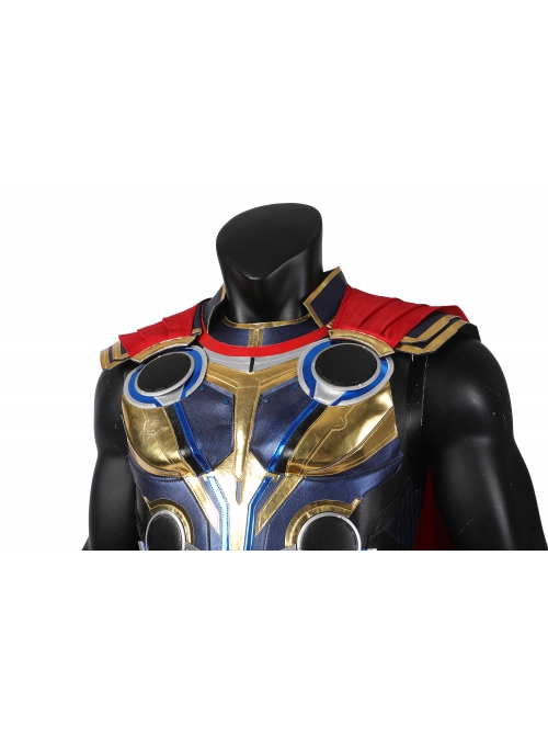 Thor Halloween Cosplay Costume Thor Blue Gold Patchwork Top Black Pants Red Cape Set