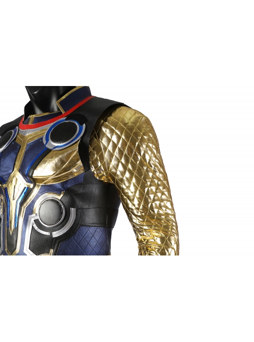 Thor Halloween Cosplay Costume Thor Blue Gold Patchwork Top Black Pants Red Cape Set