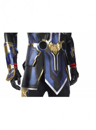 Thor Halloween Cosplay Costume Thor Blue Gold Patchwork Top Black Pants Red Cape Set