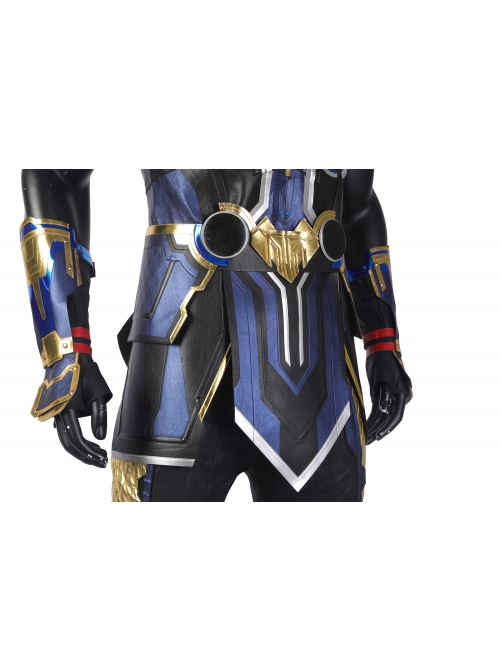 Thor Halloween Cosplay Costume Thor Blue Gold Patchwork Top Black Pants Red Cape Set