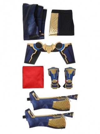 Thor Halloween Cosplay Costume Thor Blue Gold Black Stitching Vest Red Cape Cool Exquisite Set