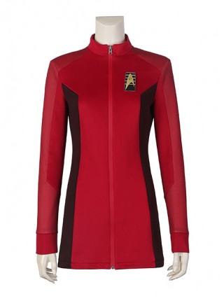 Star Trek Nyota Uhura Halloween Cosplay Costume Red Slim Top And Delicate Badge Two Piece Set