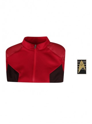 Star Trek Nyota Uhura Halloween Cosplay Costume Red Slim Top And Delicate Badge Two Piece Set