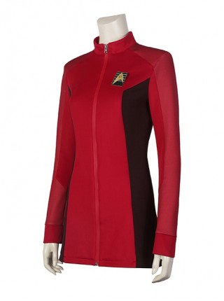 Star Trek Nyota Uhura Halloween Cosplay Costume Red Slim Top And Delicate Badge Two Piece Set