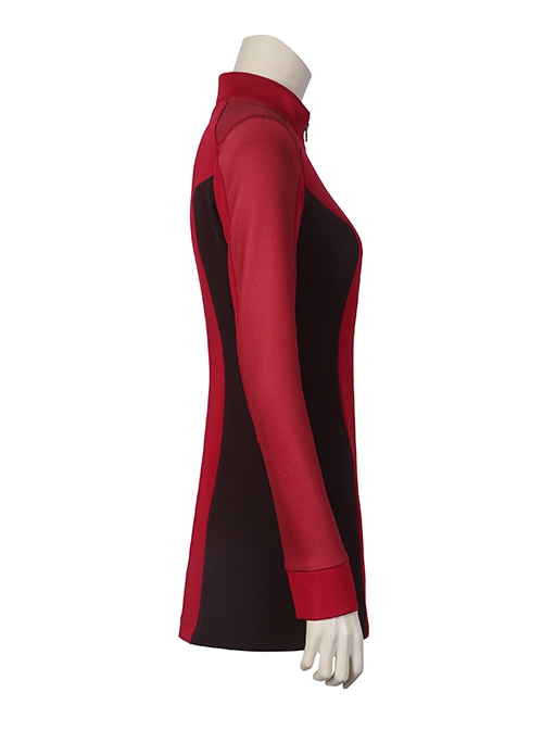 Star Trek Nyota Uhura Halloween Cosplay Costume Red Slim Top And Delicate Badge Two Piece Set