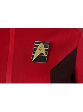 Star Trek Nyota Uhura Halloween Cosplay Costume Red Slim Top And Delicate Badge Two Piece Set