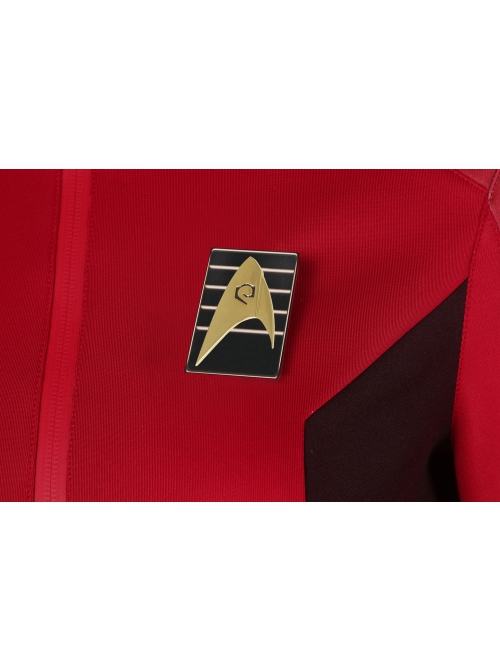 Star Trek Nyota Uhura Halloween Cosplay Costume Red Slim Top And Delicate Badge Two Piece Set