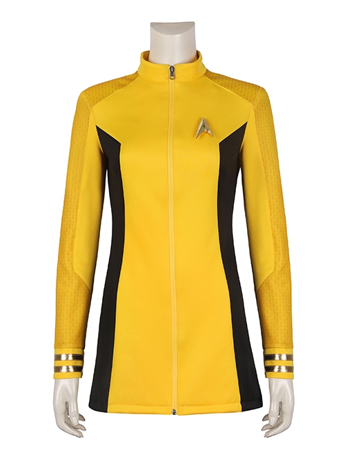 Star Trek Number One Halloween Cosplay Costume Delicate Badge And Yellow Slim Top Set Of Two