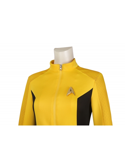 Star Trek Number One Halloween Cosplay Costume Delicate Badge And Yellow Slim Top Set Of Two