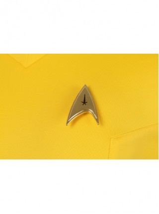 Star Trek Captain Christopher Pike Halloween Cosplay Costume Delicate Badge V Neck Slim Top Yellow Set Of Two