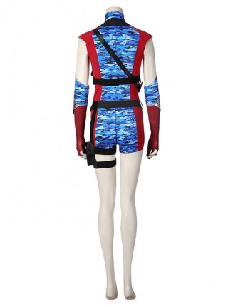 The Boys Season 4 Firecracker Halloween Cosplay Costume Slim Fit Blue Camouflage Print Red Cool Bullet Harness Kit Does Not Include Shoes