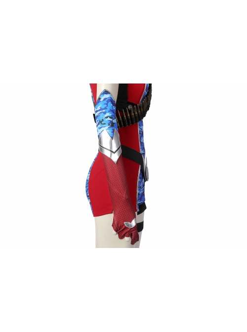 The Boys Season 4 Firecracker Halloween Cosplay Costume Slim Fit Blue Camouflage Print Red Cool Bullet Harness Kit Does Not Include Shoes