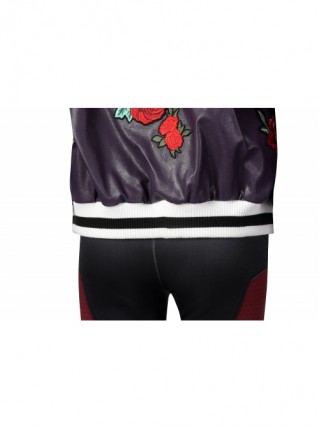 Overwatch 2 Kiriko Kamori Halloween Cosplay Costume Rose Pattern Purple Jacket Tight Red Black Stitching Pants Sexy Suit