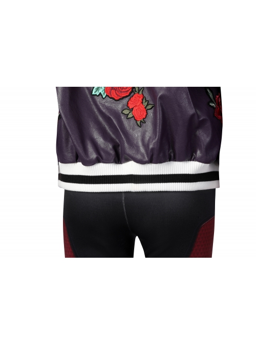 Overwatch 2 Kiriko Kamori Halloween Cosplay Costume Rose Pattern Purple Jacket Tight Red Black Stitching Pants Sexy Suit