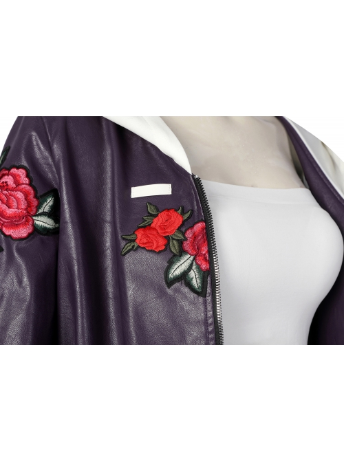 Overwatch 2 Kiriko Kamori Halloween Cosplay Costume Rose Pattern Purple Jacket Tight Red Black Stitching Pants Sexy Suit