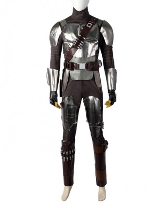 The Mandalorian Season 3 Halloween Cosplay Costume Black Cloak Silver Armor Set Without Helmet