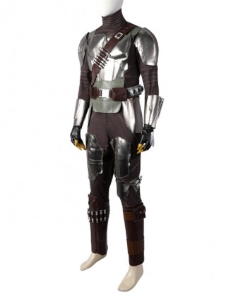 The Mandalorian Season 3 Halloween Cosplay Costume Black Cloak Silver Armor Set Without Helmet