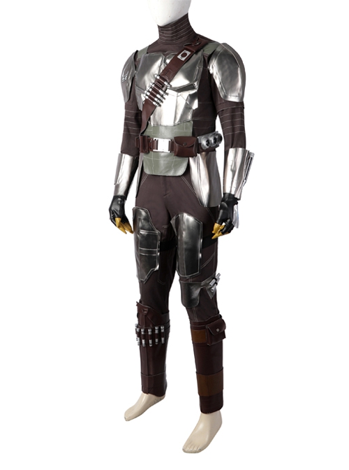 The Mandalorian Season 3 Halloween Cosplay Costume Black Cloak Silver Armor Set Without Helmet