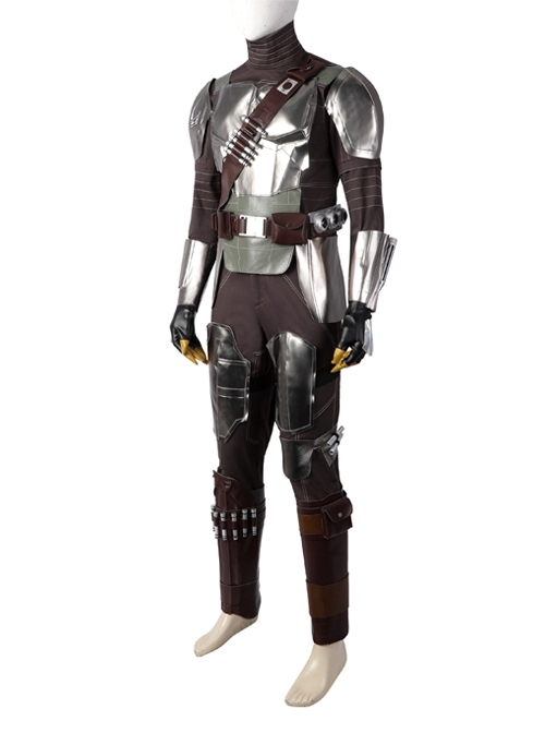 The Mandalorian Season 3 Halloween Cosplay Costume Black Cloak Silver Armor Set Without Helmet