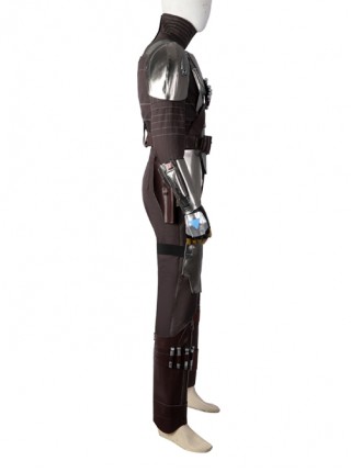 The Mandalorian Season 3 Halloween Cosplay Costume Black Cloak Silver Armor Set Without Helmet