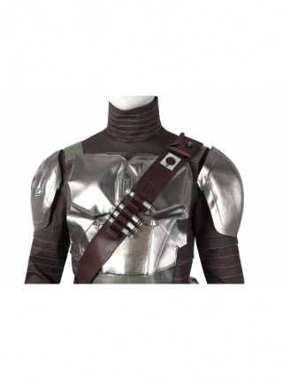 The Mandalorian Season 3 Halloween Cosplay Costume Black Cloak Silver Armor Set Without Helmet