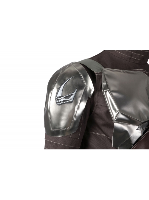 The Mandalorian Season 3 Halloween Cosplay Costume Black Cloak Silver Armor Set Without Helmet