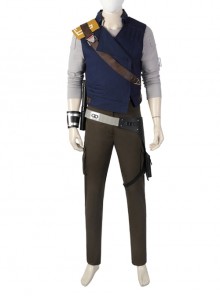 Star Wars Jedi Survivor Cal Kestis Halloween Cosplay Costume Gray Top Blue Vest Set Without Shoes