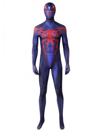 Game Spider-Man 2099 Miguel O'Hara Halloween Cosplay Costume Blue Jumpsuit Set