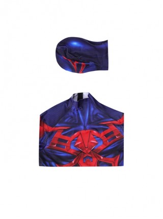 Game Spider-Man 2099 Miguel O'Hara Halloween Cosplay Costume Blue Jumpsuit Set