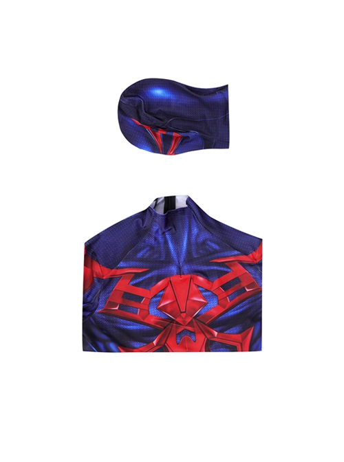 Game Spider-Man 2099 Miguel O'Hara Halloween Cosplay Costume Blue Jumpsuit Set