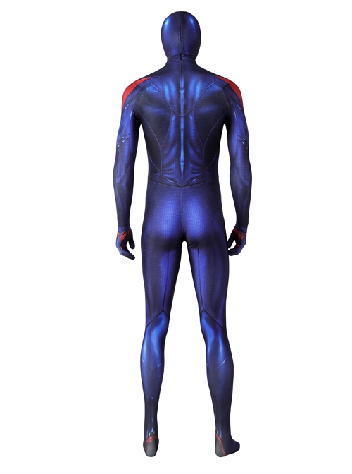 Game Spider-Man 2099 Miguel O'Hara Halloween Cosplay Costume Blue Jumpsuit Set