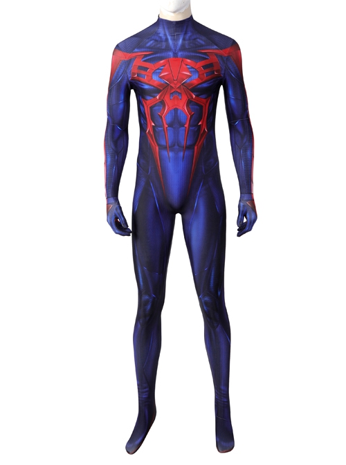 Game Spider-Man 2099 Miguel O'Hara Halloween Cosplay Costume Blue Jumpsuit Set
