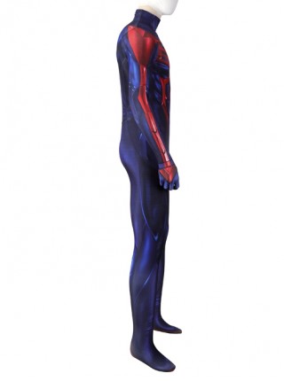 Game Spider-Man 2099 Miguel O'Hara Halloween Cosplay Costume Blue Jumpsuit Set