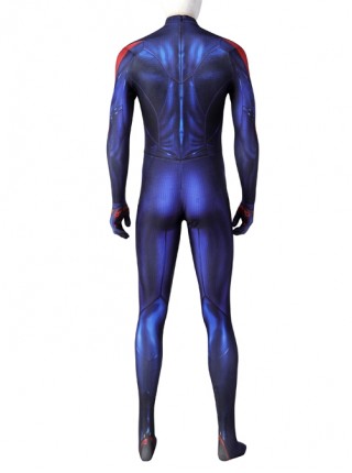 Game Spider-Man 2099 Miguel O'Hara Halloween Cosplay Costume Blue Jumpsuit Set