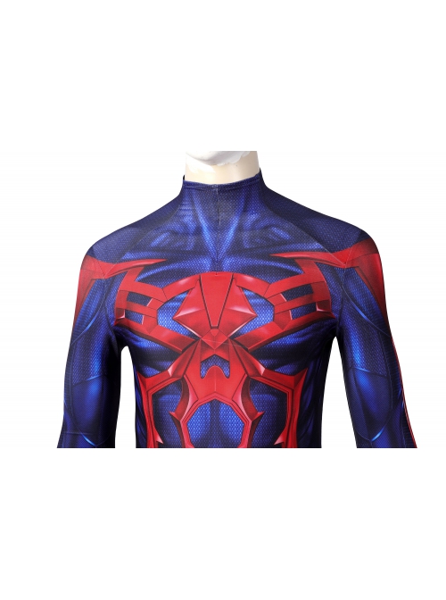 Game Spider-Man 2099 Miguel O'Hara Halloween Cosplay Costume Blue Jumpsuit Set