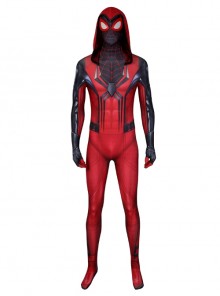 PS5 Game Spider-Man Miles Morales Halloween Cosplay Costume Red Jumpsuit Set