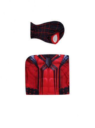 PS5 Game Spider-Man Miles Morales Halloween Cosplay Costume Red Jumpsuit Set