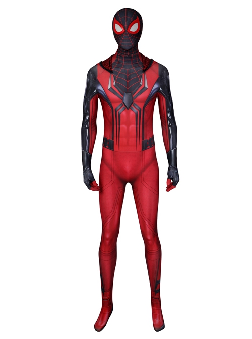 PS5 Game Spider-Man Miles Morales Halloween Cosplay Costume Red Jumpsuit Set