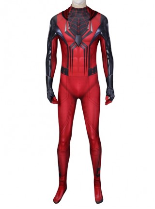 PS5 Game Spider-Man Miles Morales Halloween Cosplay Costume Red Jumpsuit Set