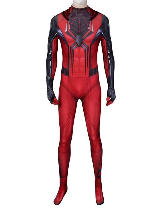 PS5 Game Spider-Man Miles Morales Halloween Cosplay Costume Red Jumpsuit Set