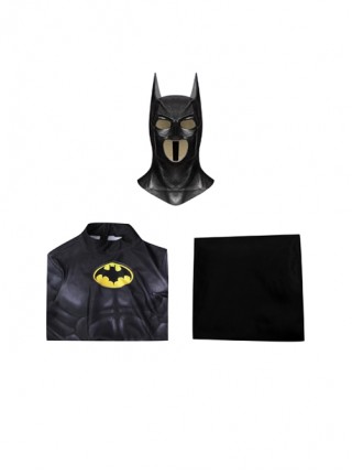 The Flash Movie Batman Bruce Wayne Michael Keaton Version Halloween Cosplay Costume Black Cloak Black Jumpsuit Set