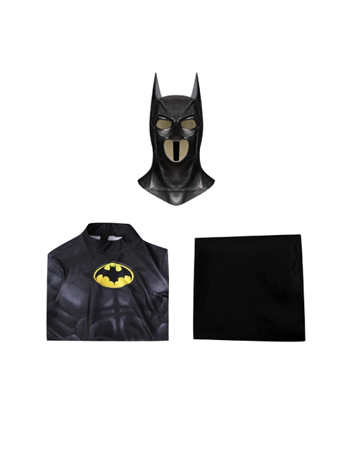 The Flash Movie Batman Bruce Wayne Michael Keaton Version Halloween Cosplay Costume Black Cloak Black Jumpsuit Set