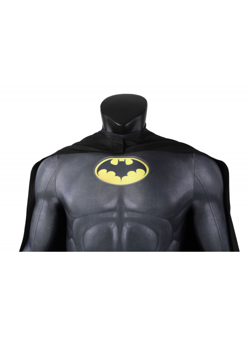 The Flash Movie Batman Bruce Wayne Michael Keaton Version Halloween Cosplay Costume Black Cloak Black Jumpsuit Set