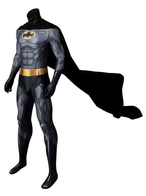 Batman The Animated Series Season 1 Bruce Wayne Halloween Cosplay Costume Black Cloak Black Jumpsuit Set