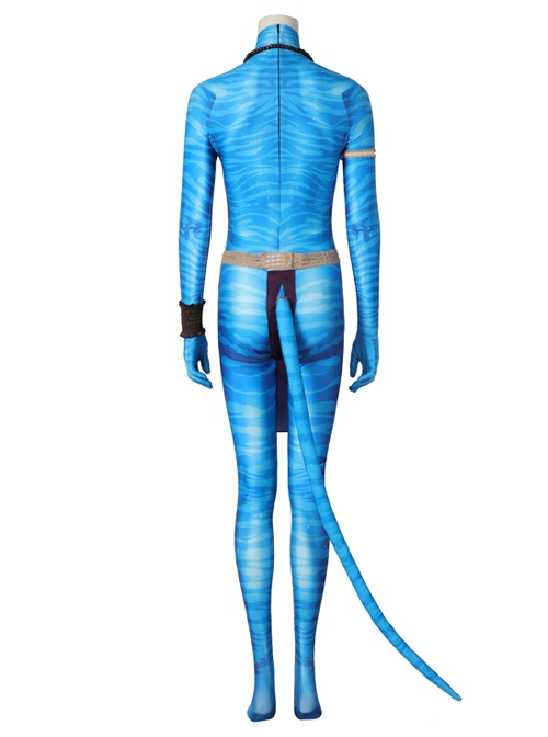 Avatar The Way Of Water Neytiri Halloween Cosplay Costume Blue Printed Jumpsuit Set Without Headcover