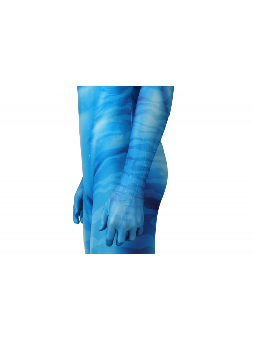 Avatar The Way Of Water Lo'ak Halloween Cosplay Costume Blue Printed Jumpsuit Set Without Headcover