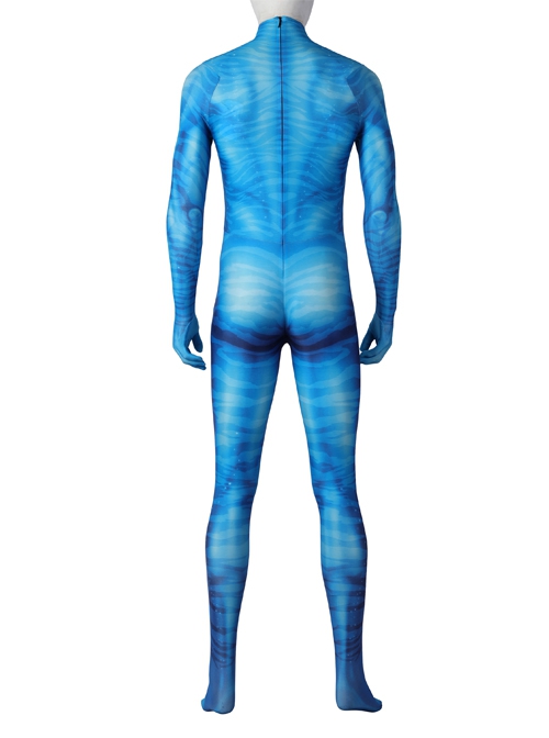 Avatar The Way Of Water Lo'ak Halloween Cosplay Costume Blue Printed Jumpsuit Set Without Headcover